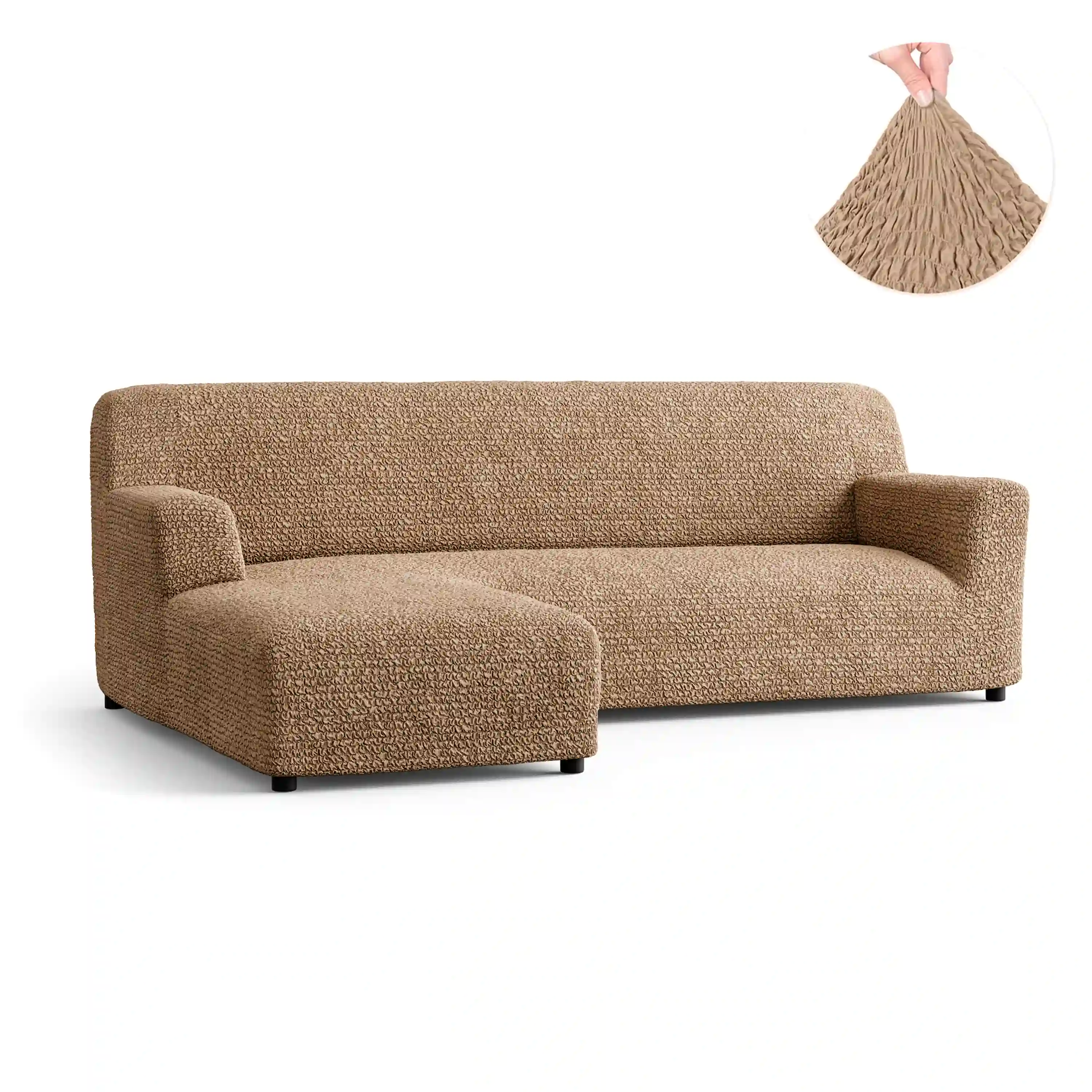 L-Shaped Sofa Cover (Left Chaise) - Latte, Microfibra Collection